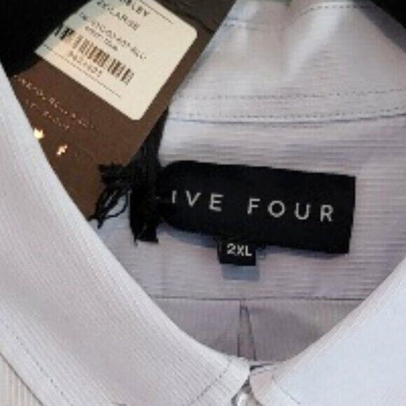 Five Four Dress Shirt Men's Sz 2XL Pinstripe Button Up Light Blue NWT - Picture 3 of 10